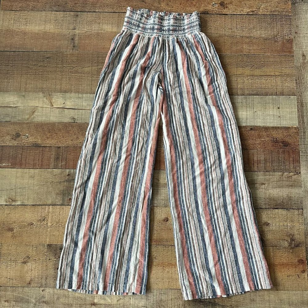 Rewash Women's Wide Leg Pull On Striped Pant -M